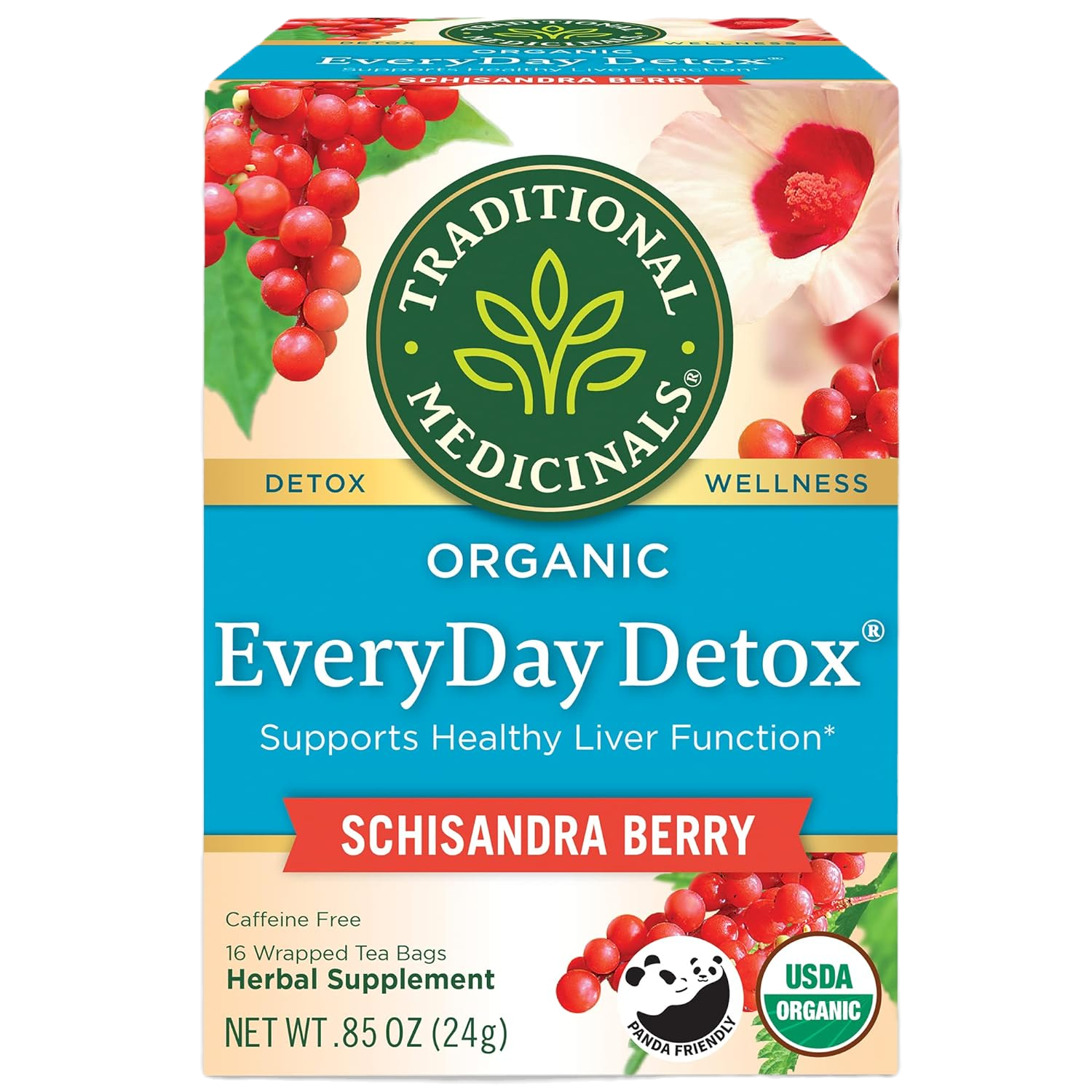 Traditional Medicinals EveryDay Detox Schisandra Berry tea box, 16 bags, organic.