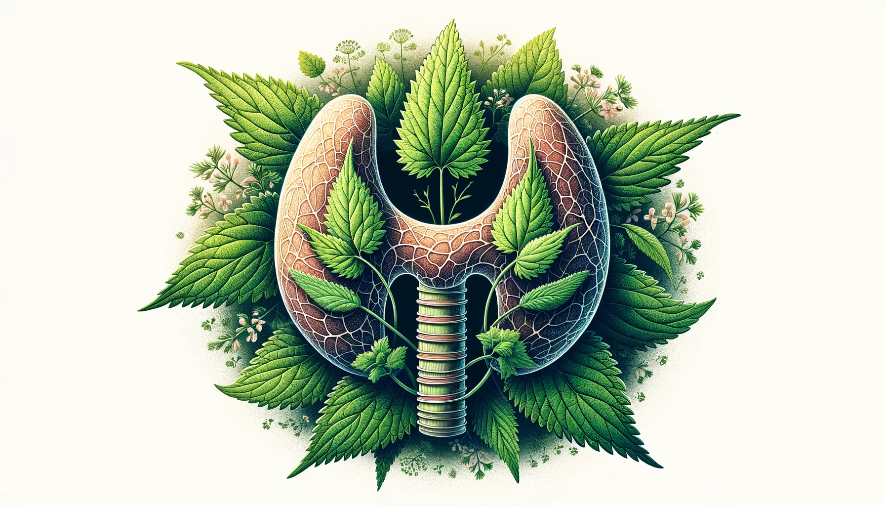 Lungs made of leaves and branches, symbolizing nature and health.