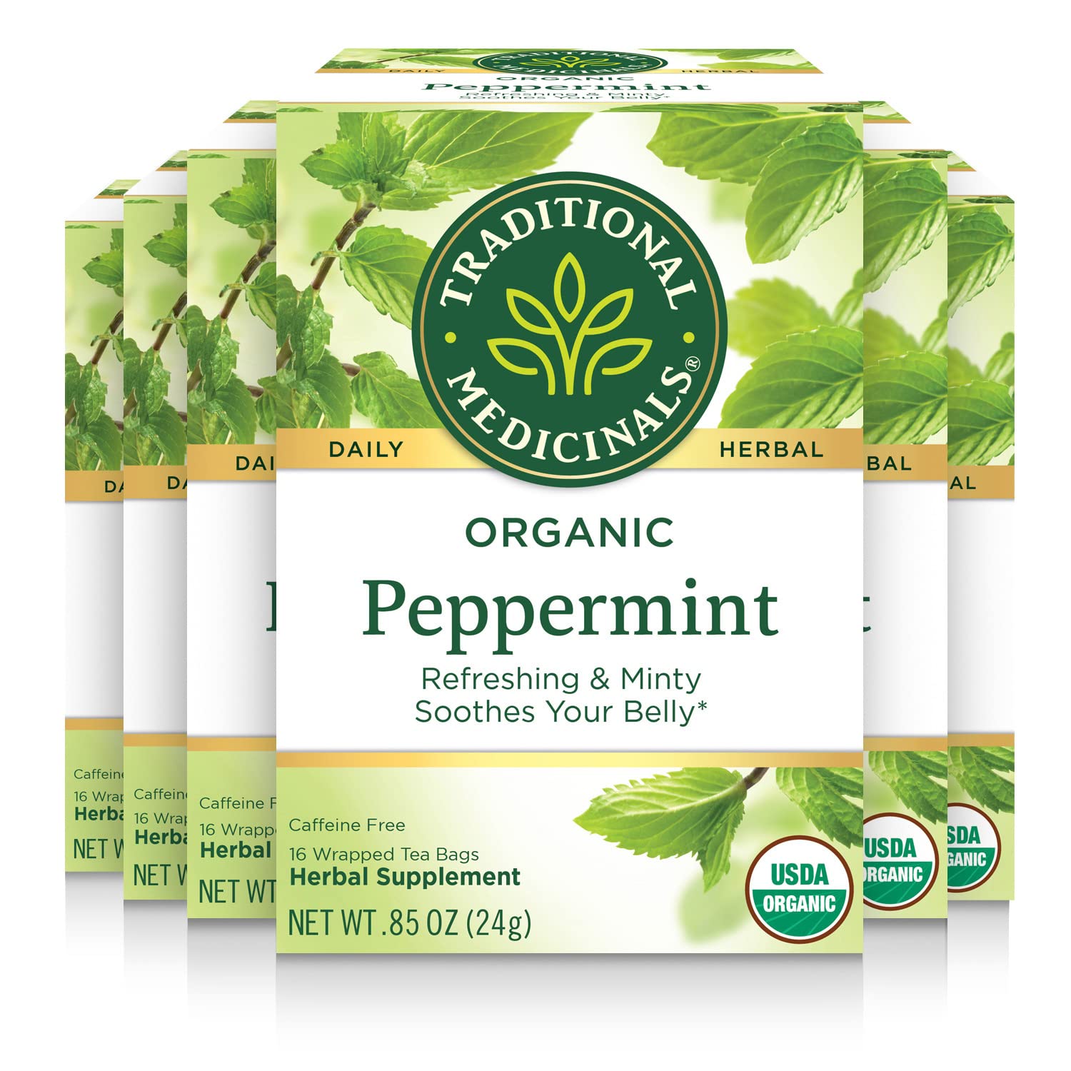 Traditional Medicinals Organic Peppermint Tea, 16 bags, herbal supplement, USDA organic.